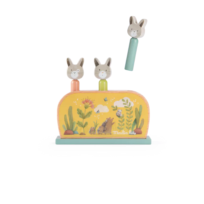 法國 Moulin Roty 三隻小兔彈跳玩具