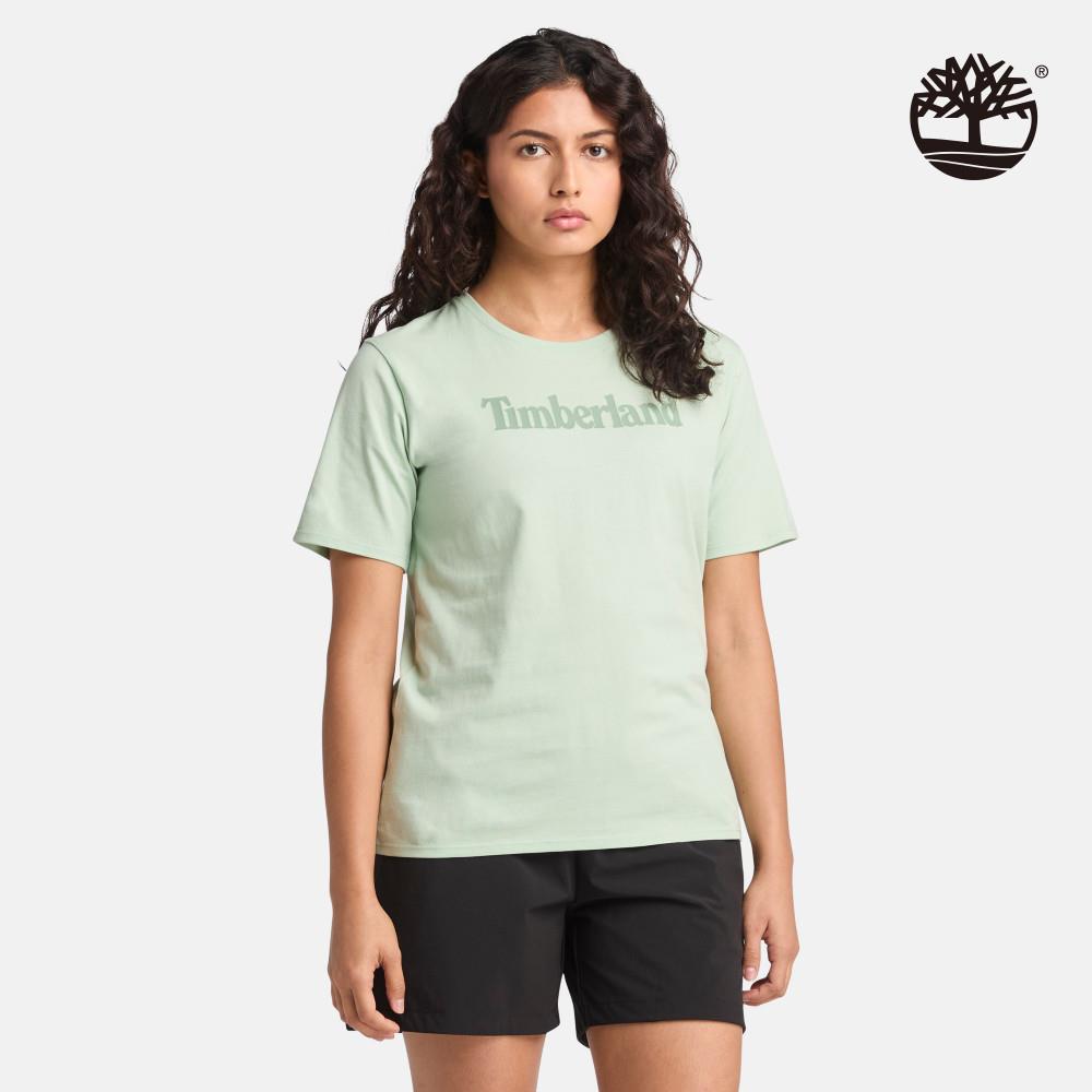 Timberland 女款薄荷綠休閒短袖T恤|A6AZPENE