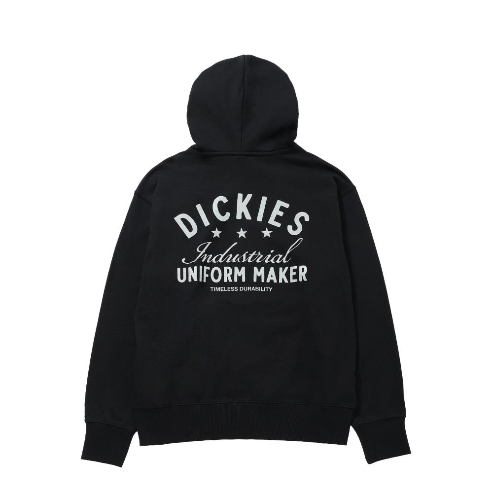 Dickies男款黑色背部大圖案反光印花設計休閒連帽大學T|DK0A868IBLK