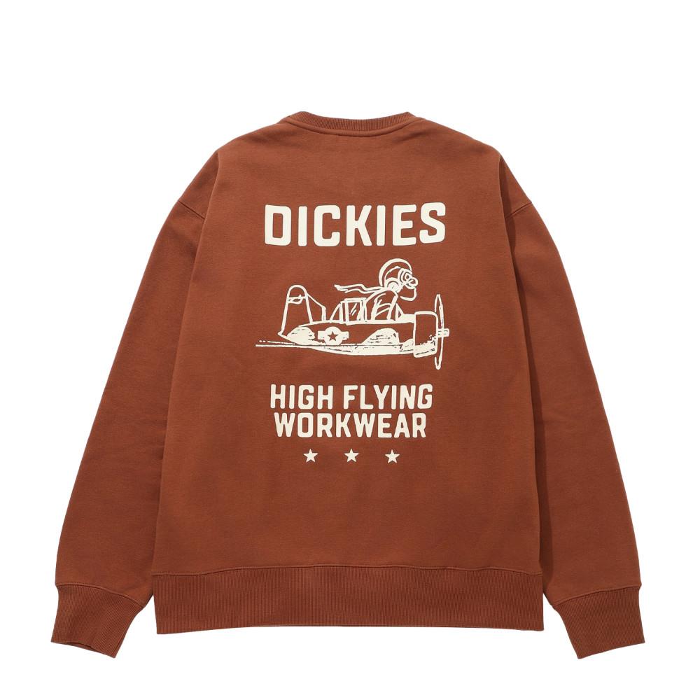Dickies男款卡布奇諾棕內抓絨背部大圖案印花設計休閒大學T|DK0A868KK47