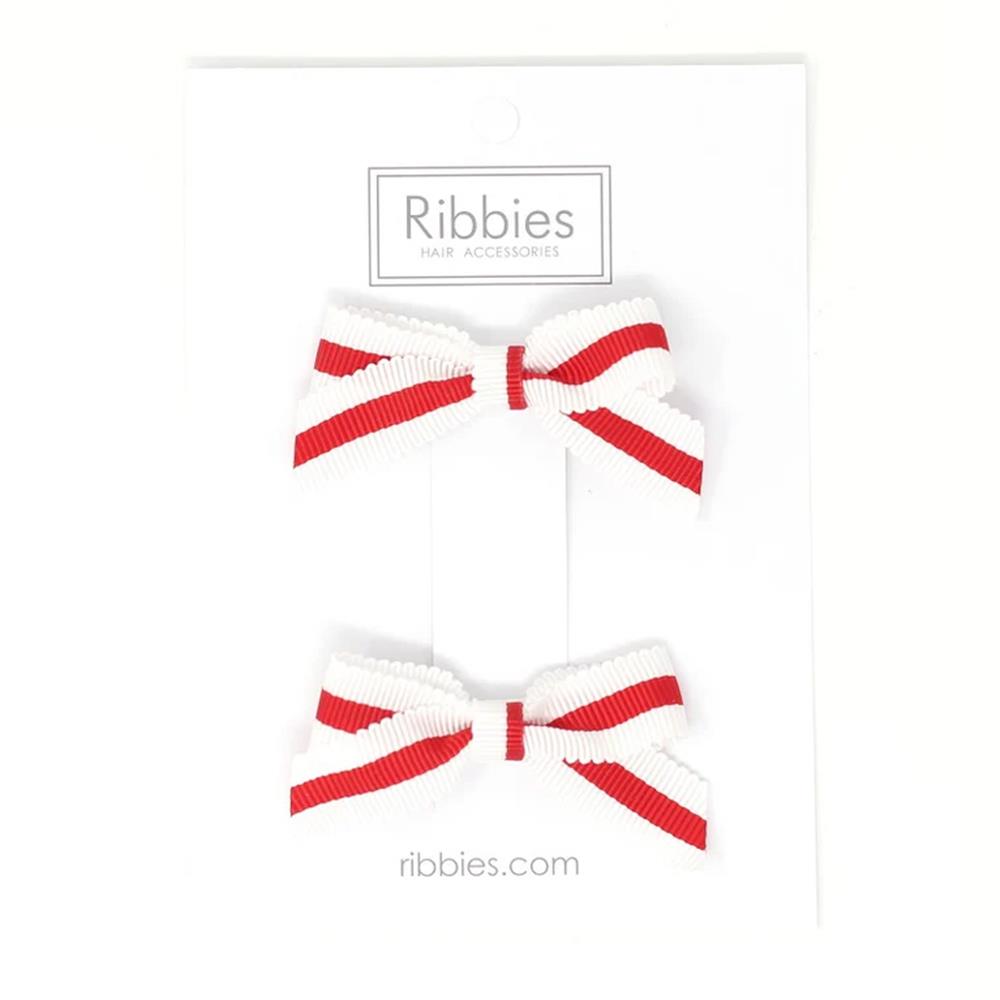 【Beeplay獨家】英國Ribbies經典蝴蝶結2入組-紅白條紋