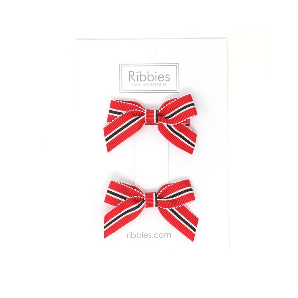 【Beeplay獨家】英國Ribbies經典蝴蝶結2入組-紅藍條紋