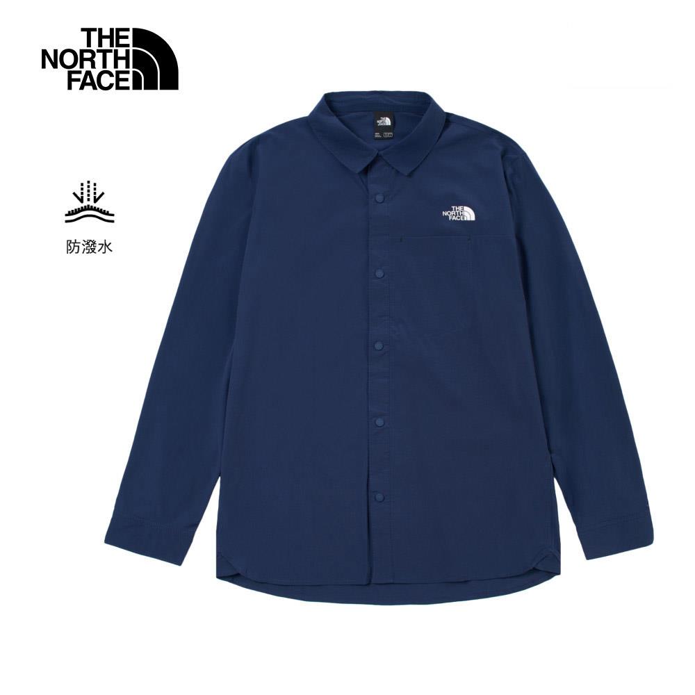 The North Face北面男款藍色DWR防潑水長袖襯衫|4NCQ8K2