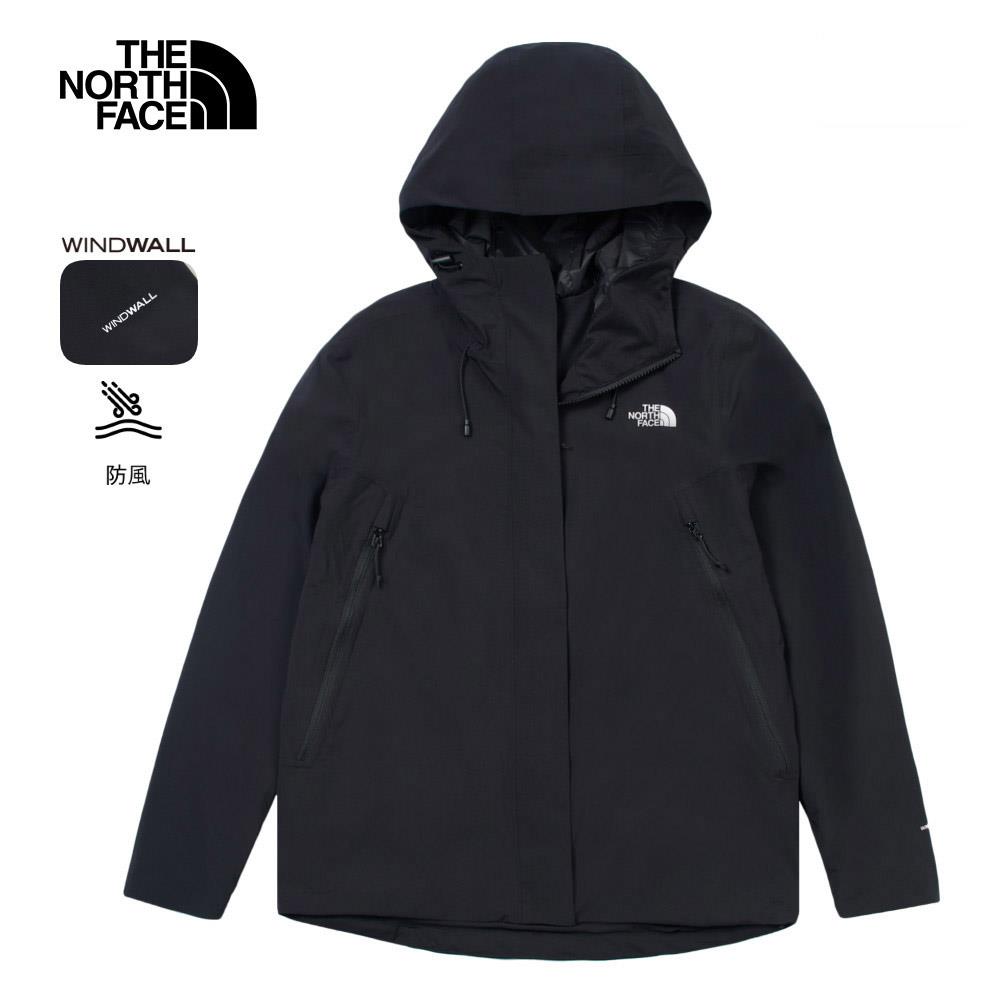 The North Face北面女款黑色DWR防潑水輕量風衣｜8CK7JK3