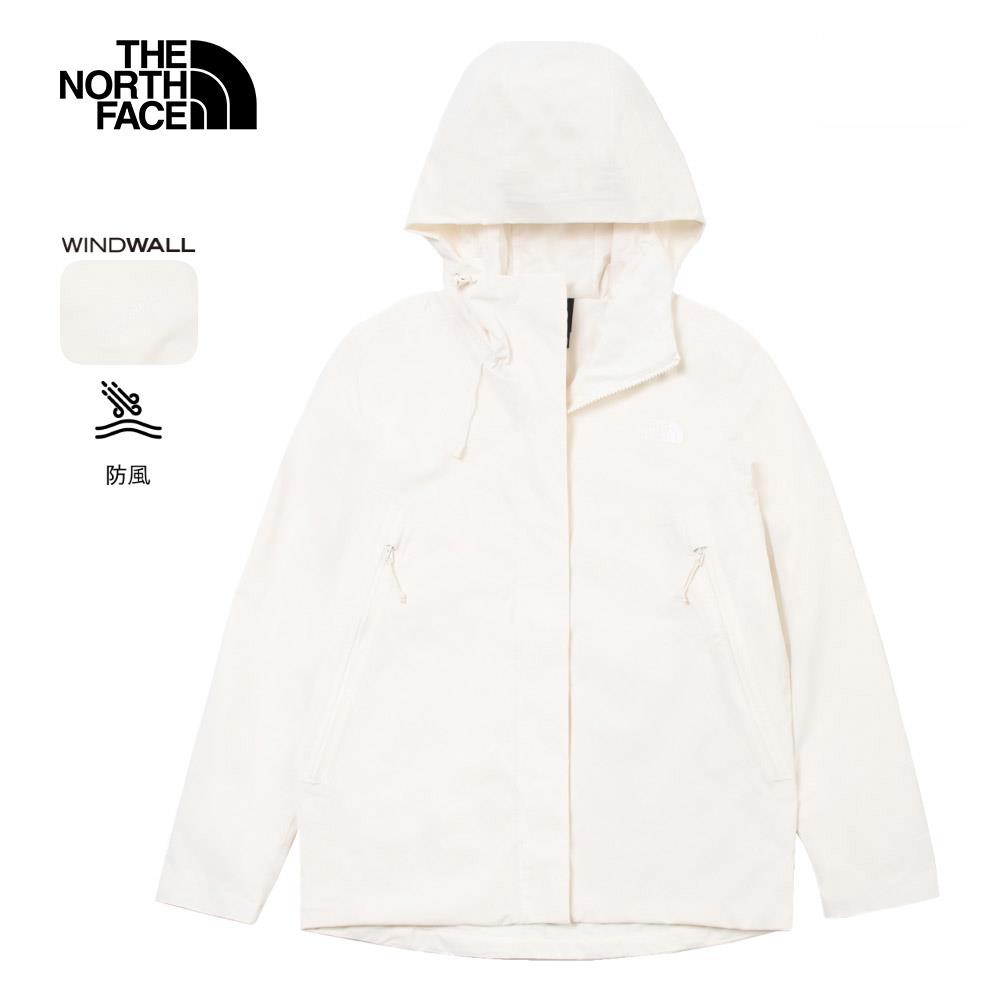 The North Face北面女款米白色DWR防潑水輕量風衣｜8CK7QLI