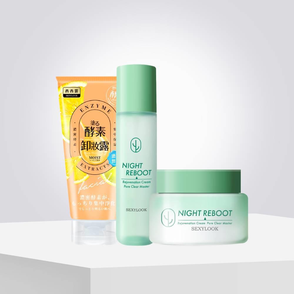 【SEXYLOOK西西露】仙人掌夜光洗顏組(夜光代謝水200ml+夜光代謝霜75ml+洗面乳120ml_擇1