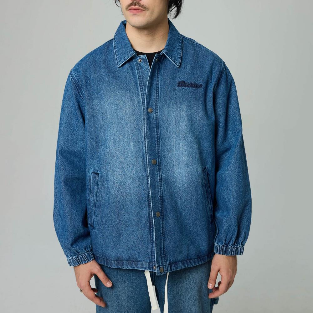 Dickies男款藍丹寧純棉胸前刺繡Logo設計舒適彈性休閒外套|DK0A87RQ0MB