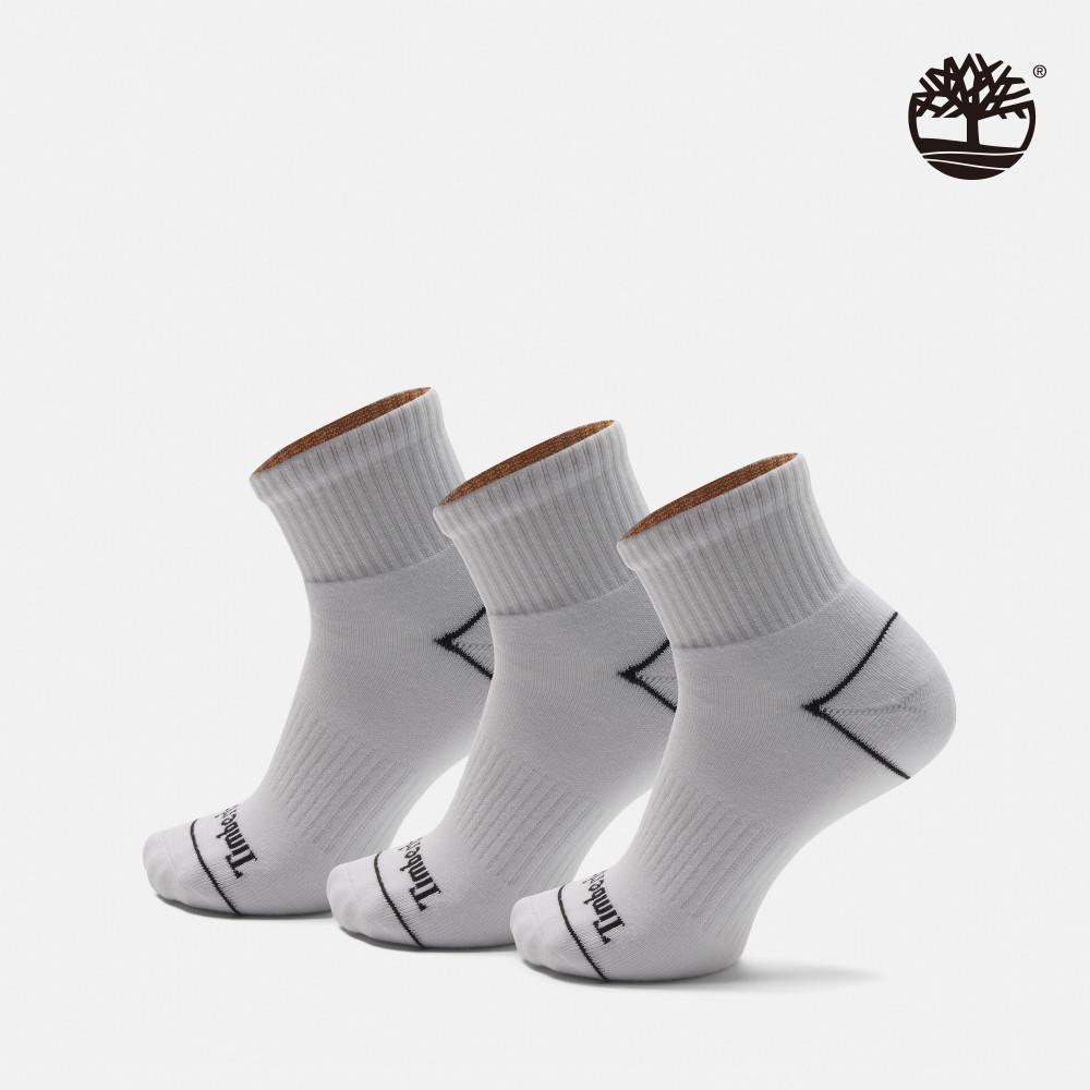Timberland 中性白色短筒襪三入組|A6BAQ100