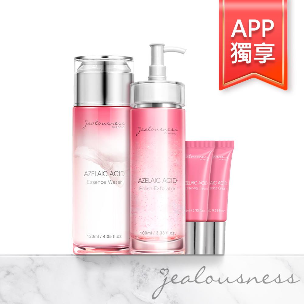 【J愛你獻禮｜APP獨享】美白亮采組（杜鵑花酸亮白化妝水120ml+杜鵑花酸去角質精華露100ml+贈 杜鵑花酸白CC精華乳10mlx2）
