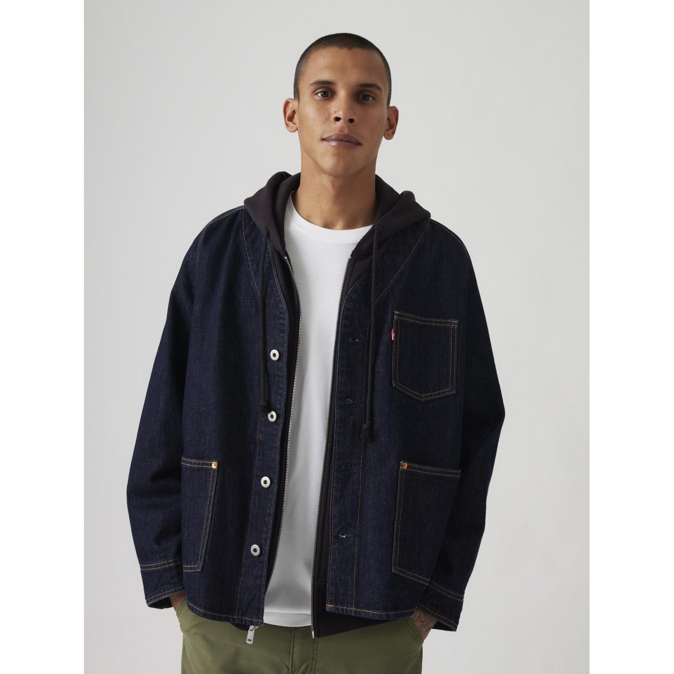 Levi’s® 男款 Kimono牛仔外套 / 外露式鉚釘 / 特殊釘扣 人氣新品
