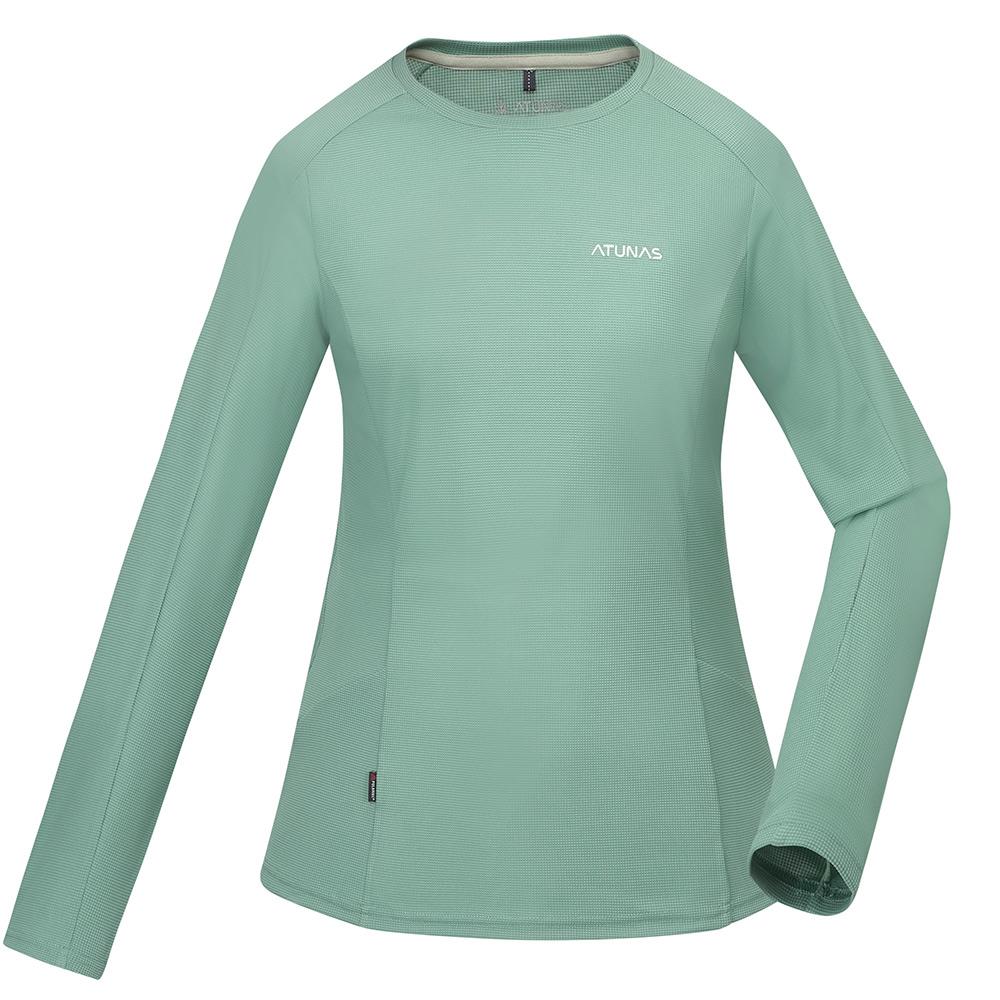 女款POLARTEC POWER DRY透氣排汗長袖T恤(A1TSGZ02W霧綠/抗臭/透氣/銀離子)