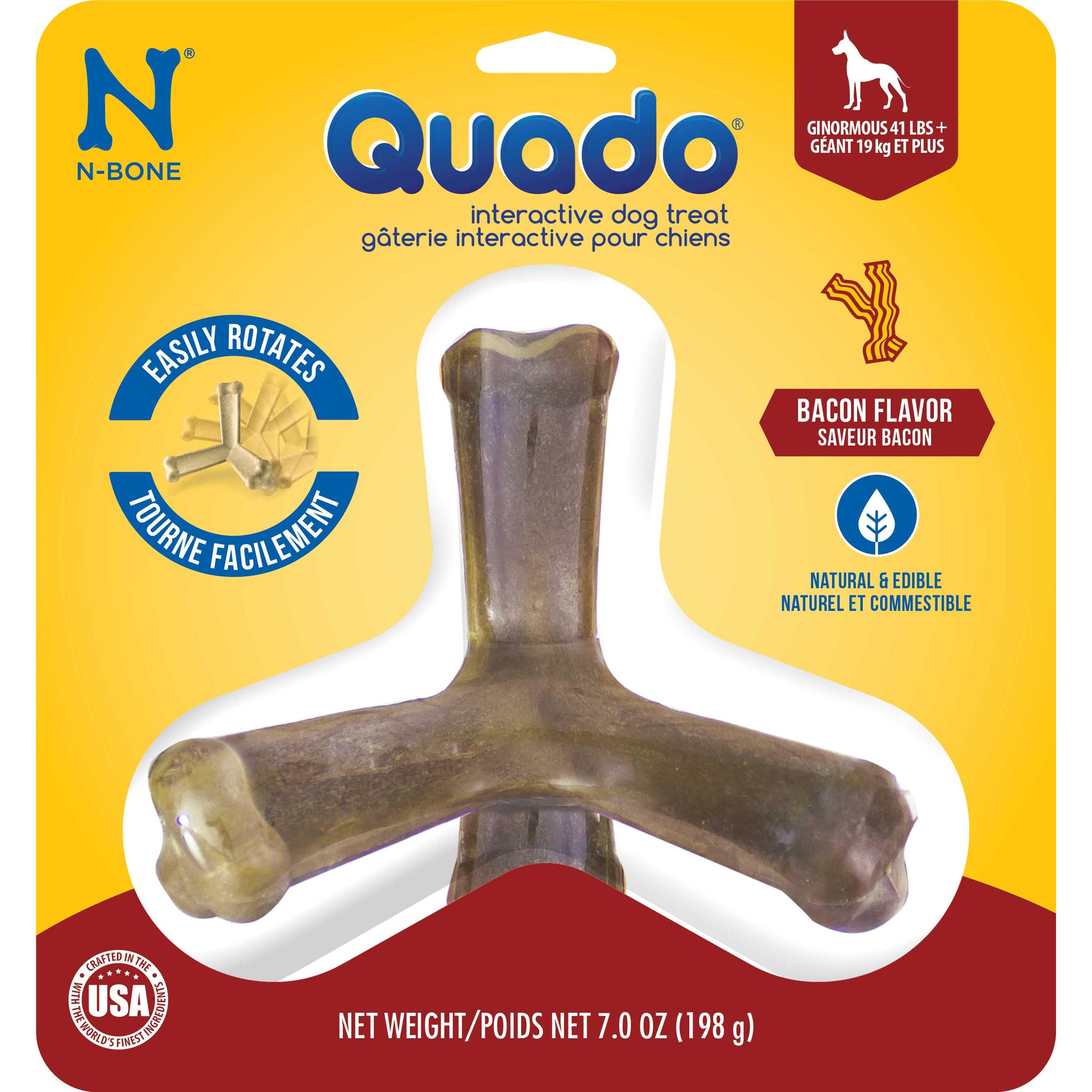 Quado® Q樂多 犬用互動趣味潔牙骨 巨型 培根風味 7oz (198g)/盒