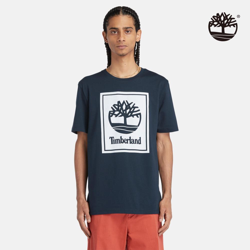 【網路限定】Timberland 男款深寶石藍大LOGO短袖T恤|A69BK433