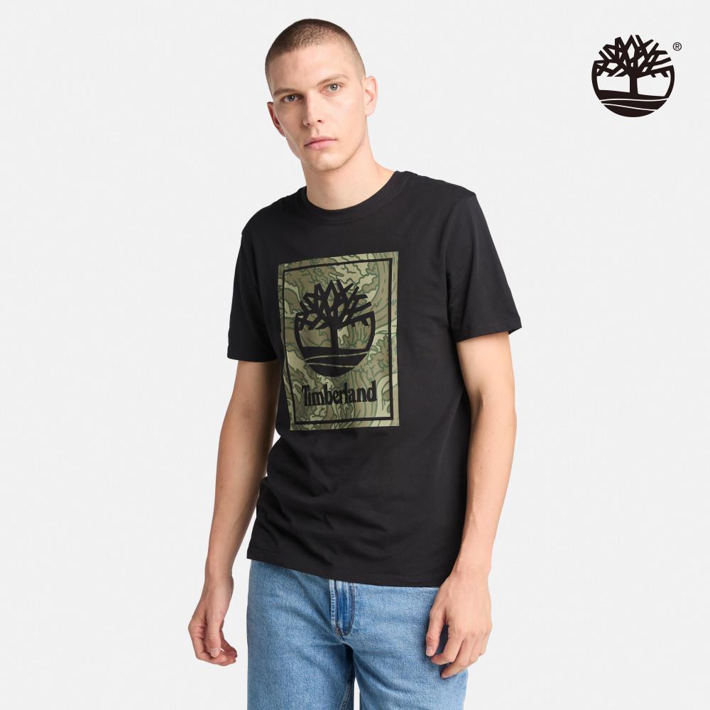 Timberland 男款黑色迷彩LOGO短袖T恤|A6ACQ001