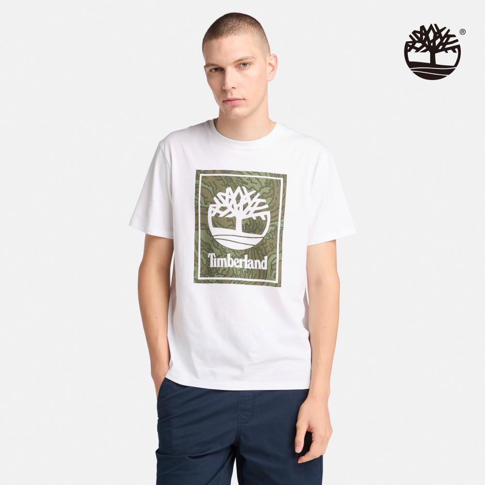 Timberland 男款白色迷彩LOGO短袖T恤|A6ACQ100
