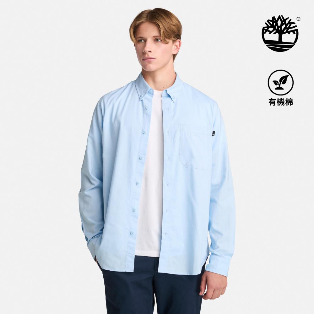 Timberland 男款天藍色長袖牛津襯衫|A6AWMB02