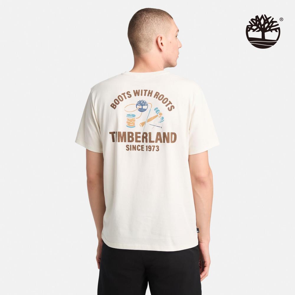 Timberland 男款白色背後印花短袖T恤|A69HUCM9