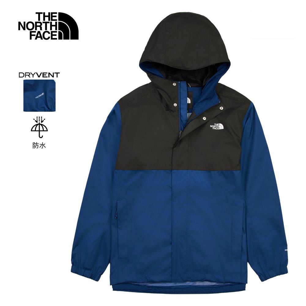 The North Face北面男款藍色DryVent防水透氣連帽衝鋒衣｜8AUNF1T