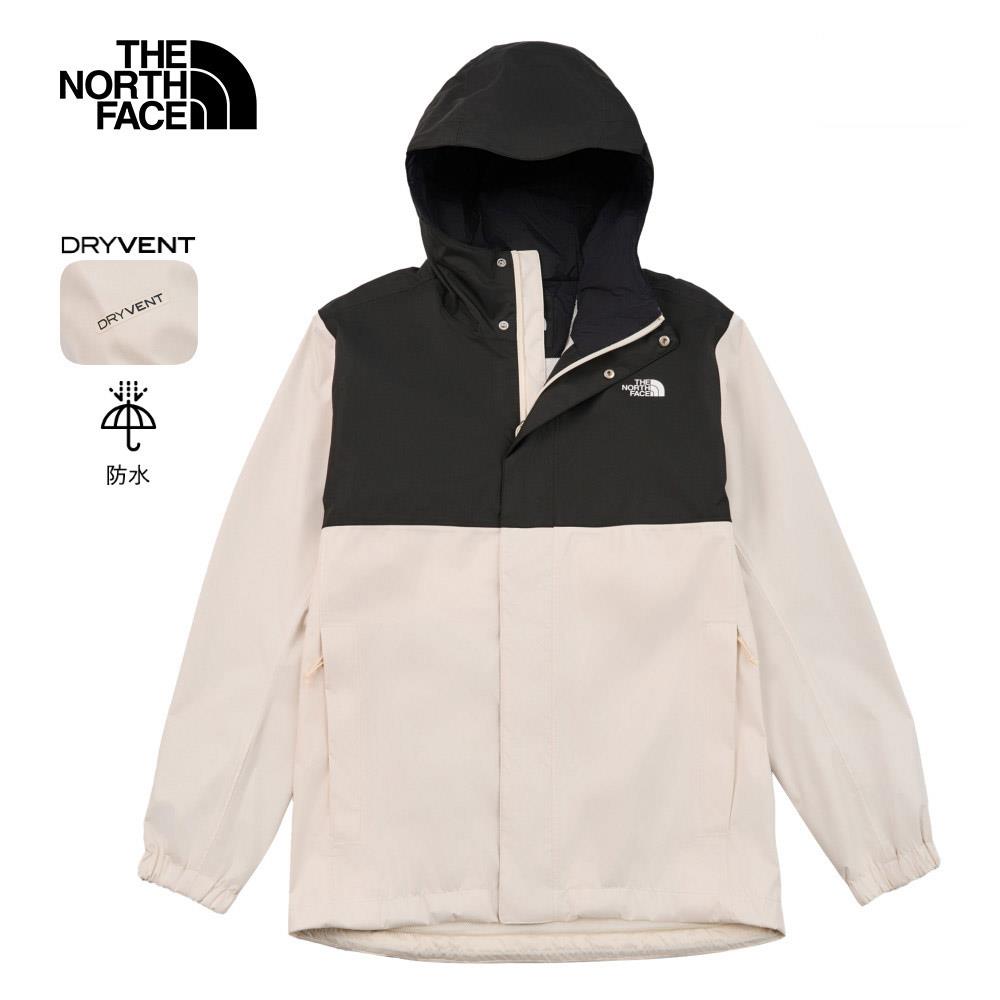 The North Face北面男款白色DryVent防水透氣連帽衝鋒衣｜8AUNFUX
