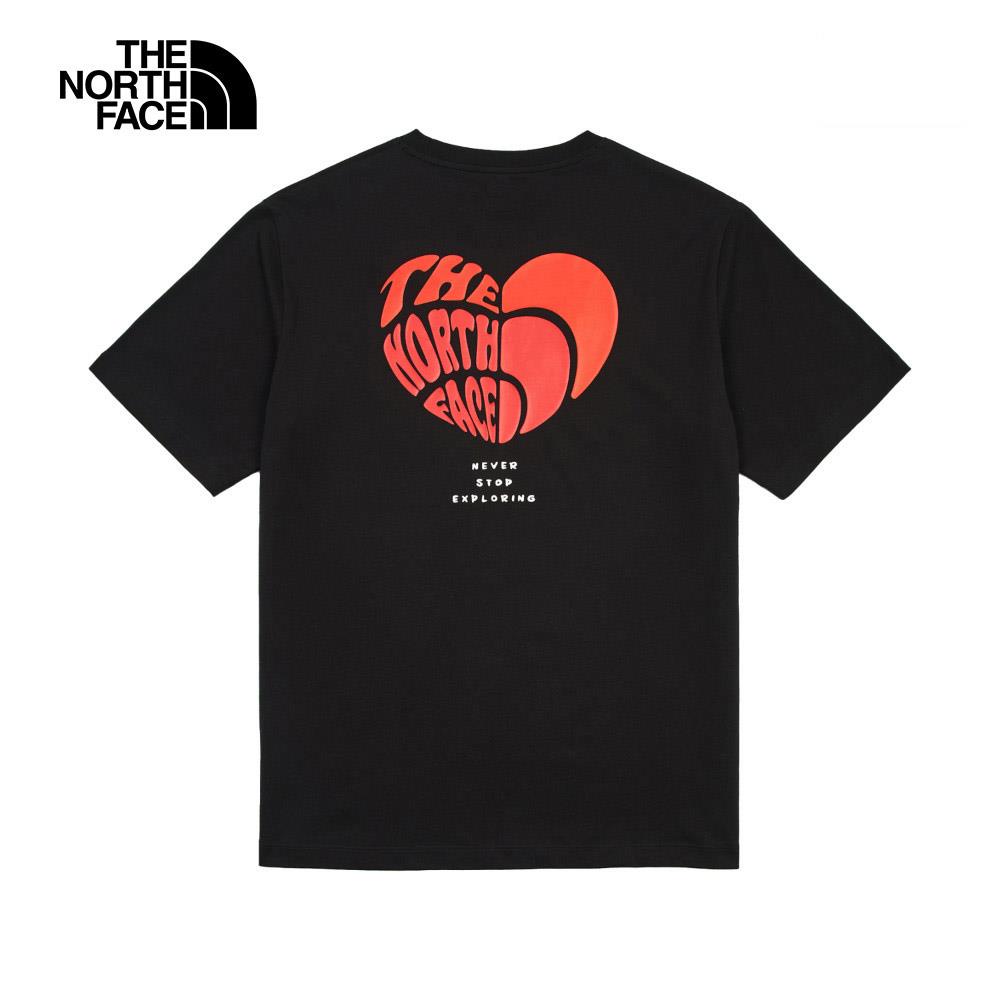 ❤️情侶款推薦❤️The North Face北面男女款黑色純棉心型LOGO印花短袖T恤|8D7UJK3