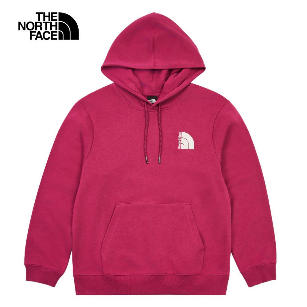 The North Face北面女款桃色刺繡LOGO印花長袖帽T｜8DC46EO