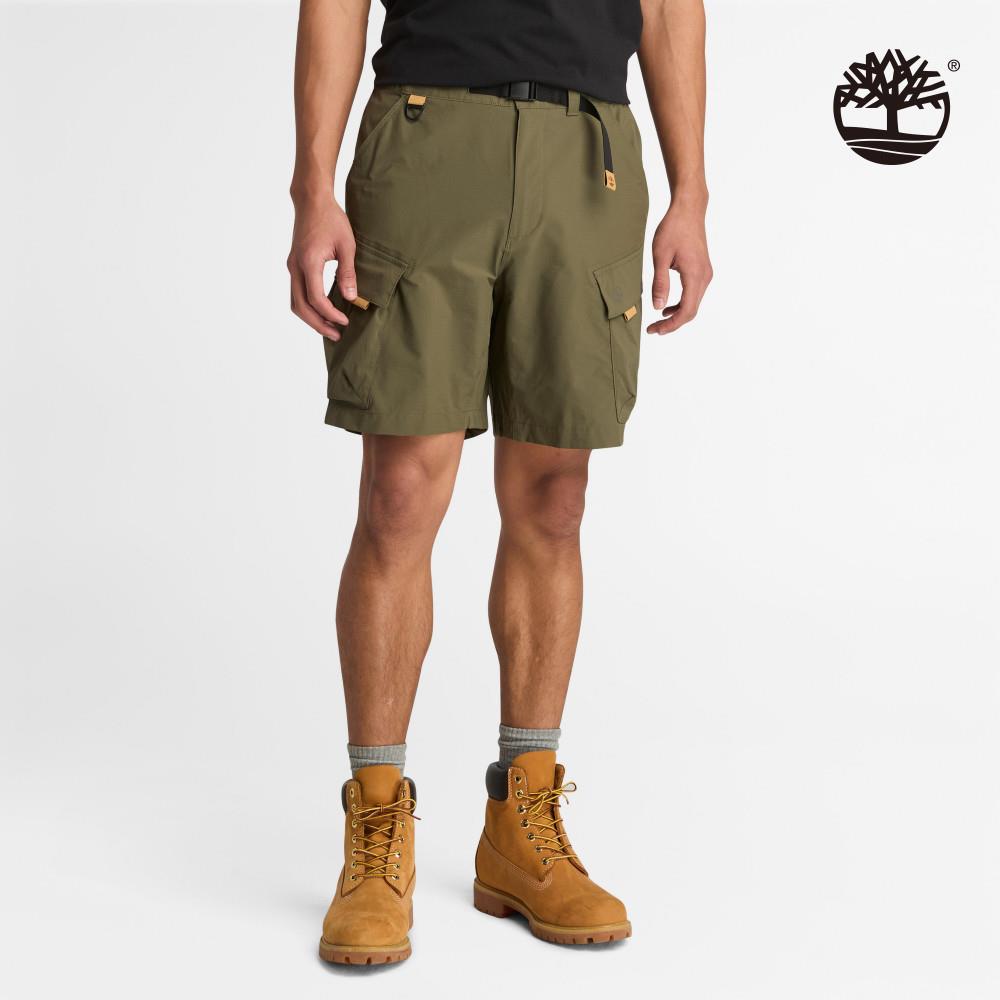 Timberland 男款軍綠色彈性短褲|A6VAJA58