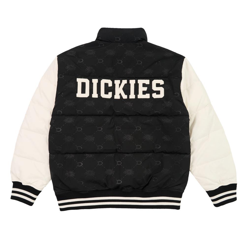 Dickies男款黑色防潑水滿版小Logo印花撞色衣袖休閒外套|DK0A87FABLK