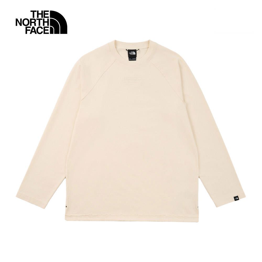 The North Face北面UE男款米白色純棉舒適重磅長袖上衣|8BTKQLI