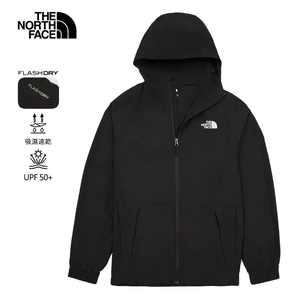The North Face北面男款黑色吸濕排汗連帽外套|8ET7JK3