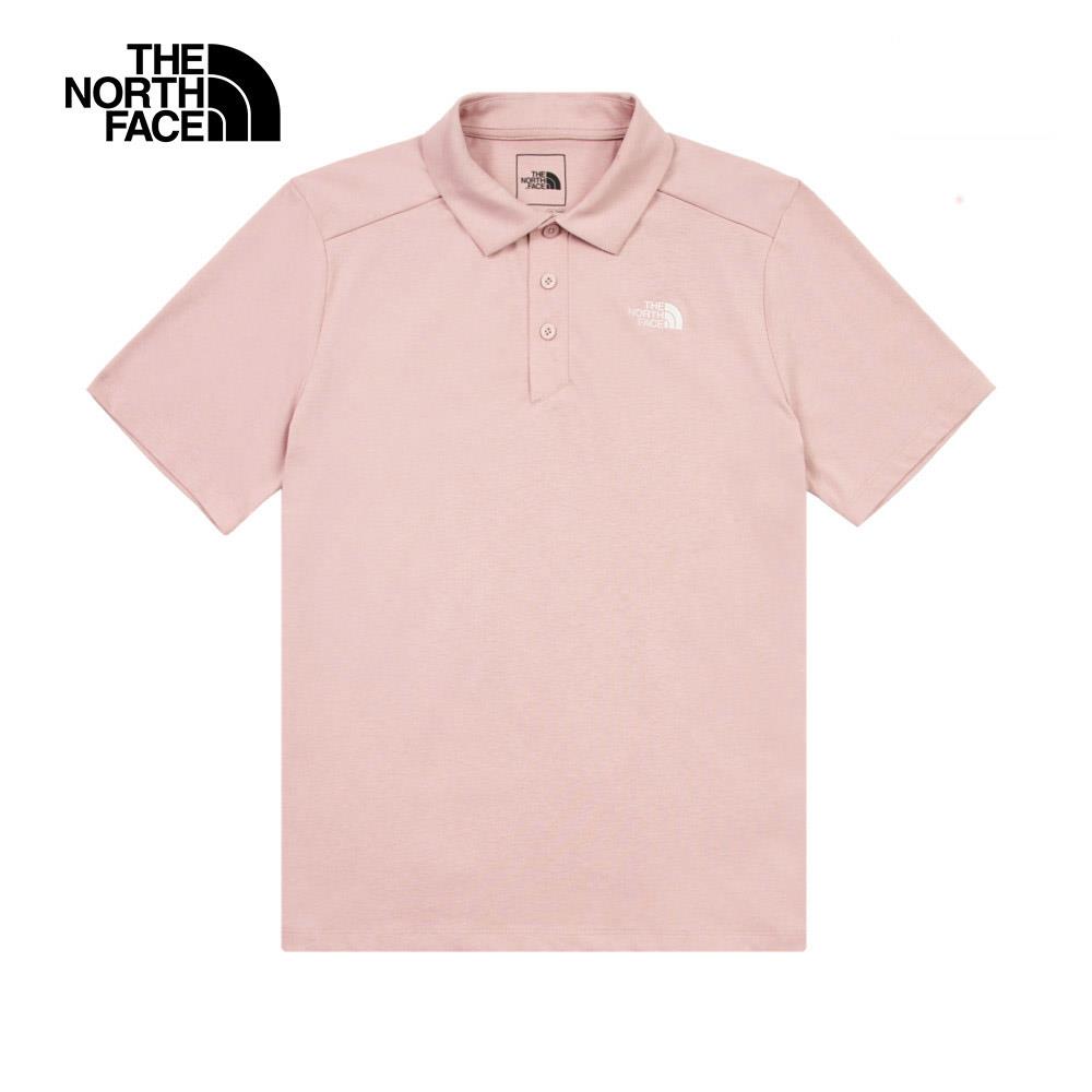 The North Face北面男女款粉紅色純棉舒適透氣短袖POLO衫｜8EY70SO