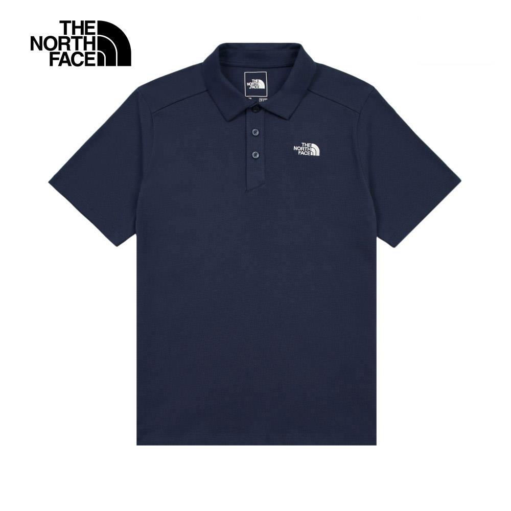 The North Face北面男女款藍色純棉舒適透氣短袖POLO衫｜8EY78K2