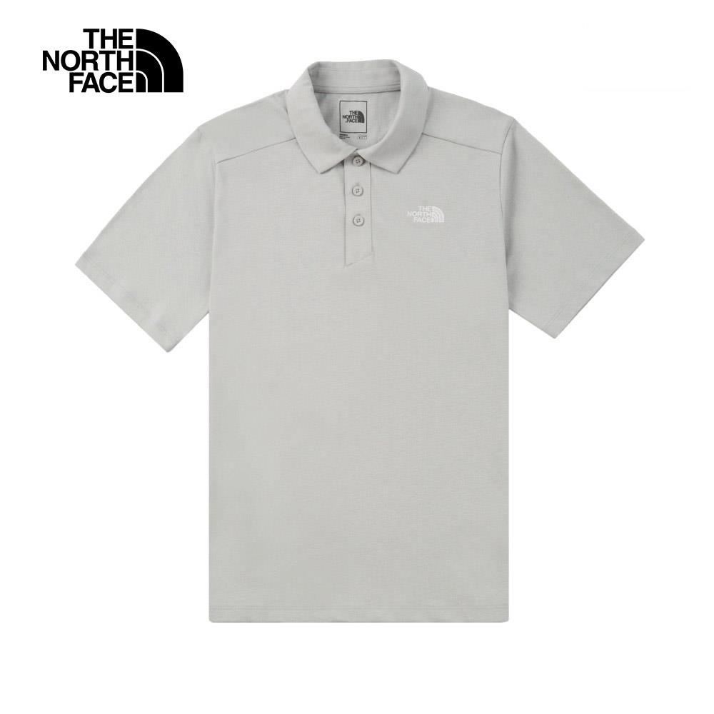The North Face北面男女款灰色純棉舒適透氣短袖POLO衫｜8EY7A0M