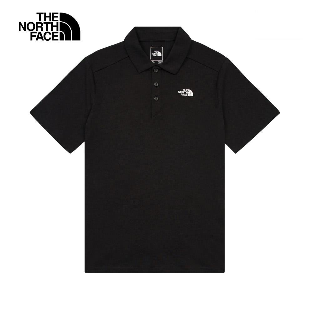 The North Face北面男女款黑色純棉舒適透氣短袖POLO衫｜8EY7JK3