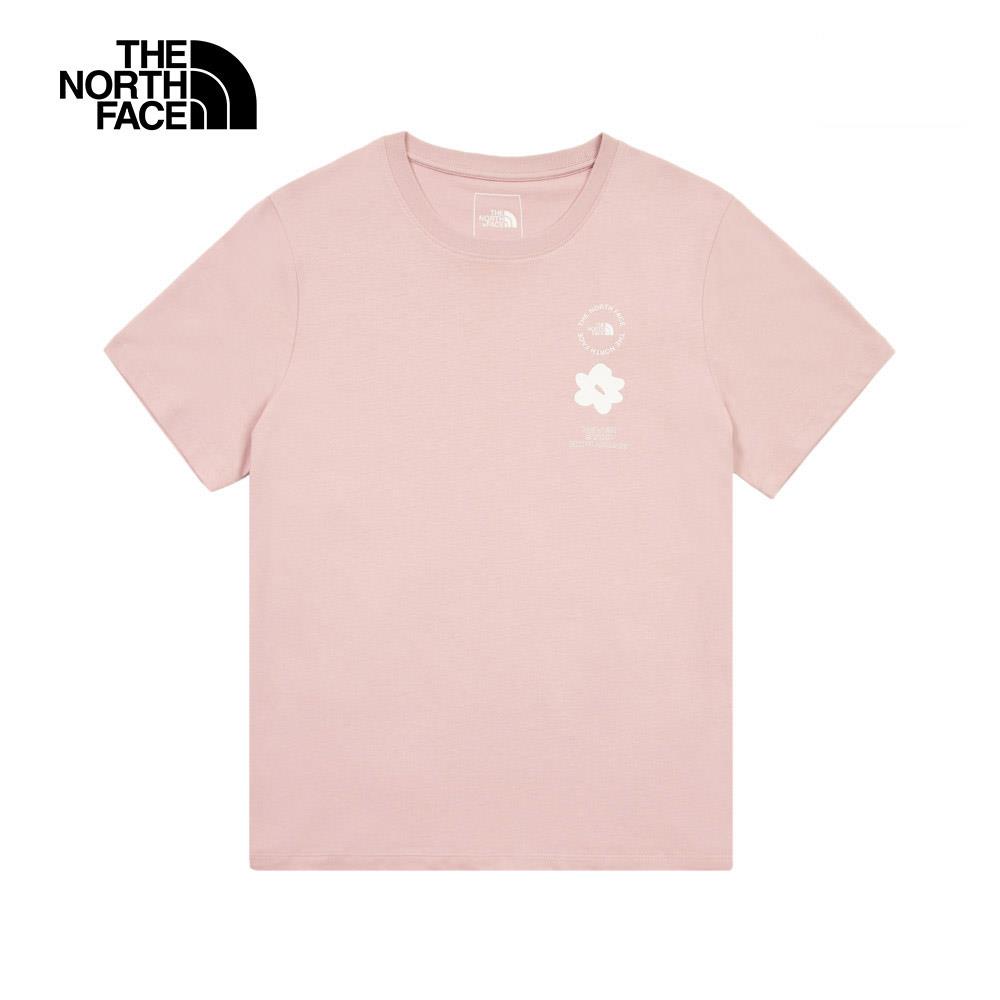 The North Face北面女款粉紅色趣味印花設計短袖T恤｜8EYM0SO