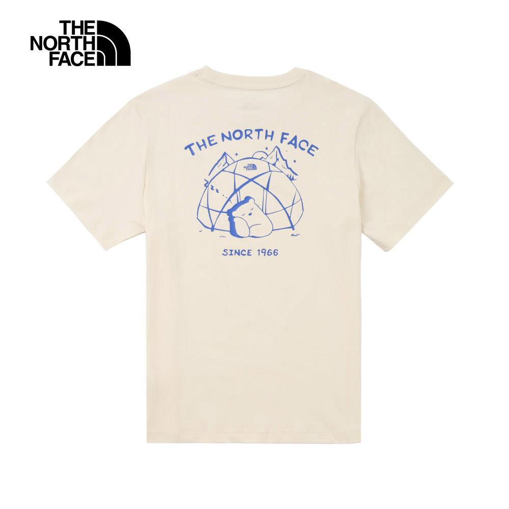 ❤️情侶款推薦❤️The North Face北面男女款米白色純棉大尺寸印花短袖T恤|8EYNQLI