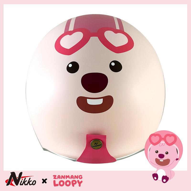 【可愛聯名】Nikko N401 ZANMANG LOOPY聯名款 霧面草莓奶昔粉 3/4罩安全帽 復古帽