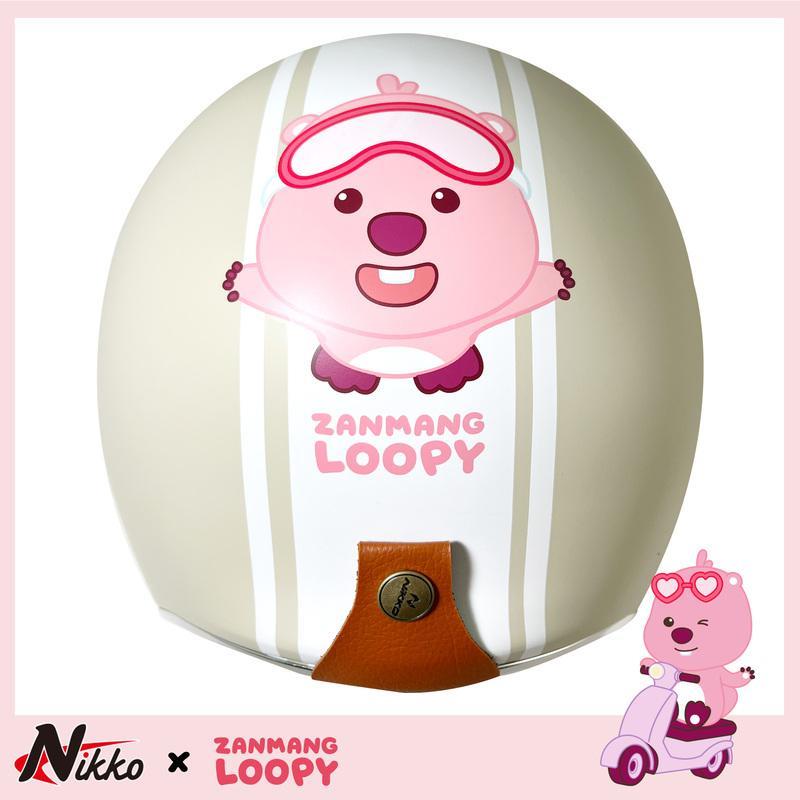 【可愛聯名】Nikko N401 ZANMANG LOOPY聯名款 霧面奶酪白 3/4罩安全帽 復古帽