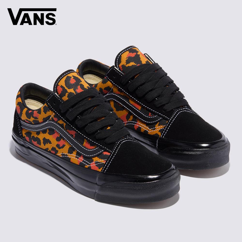 Vans Premium LX Old Skool 男女款黑色豹紋滑板鞋