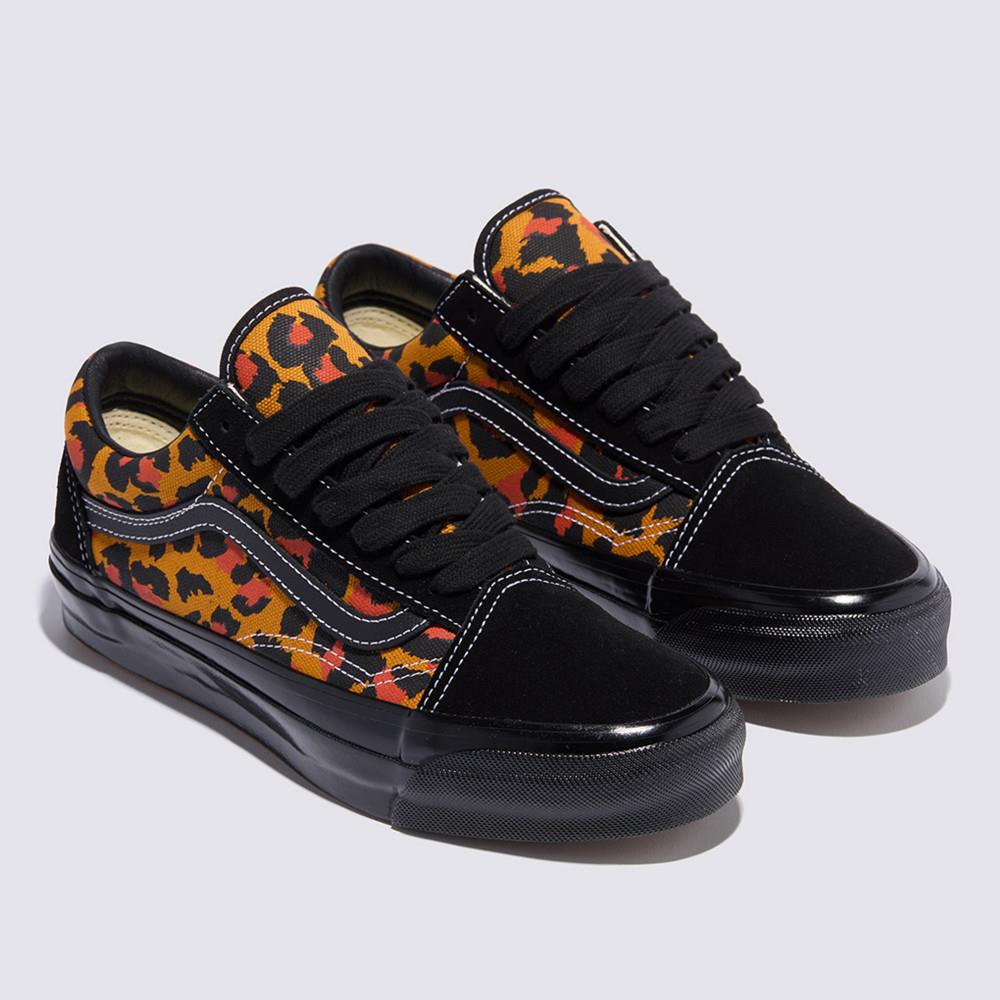 Vans Premium LX Old Skool 男女款黑色豹紋滑板鞋
