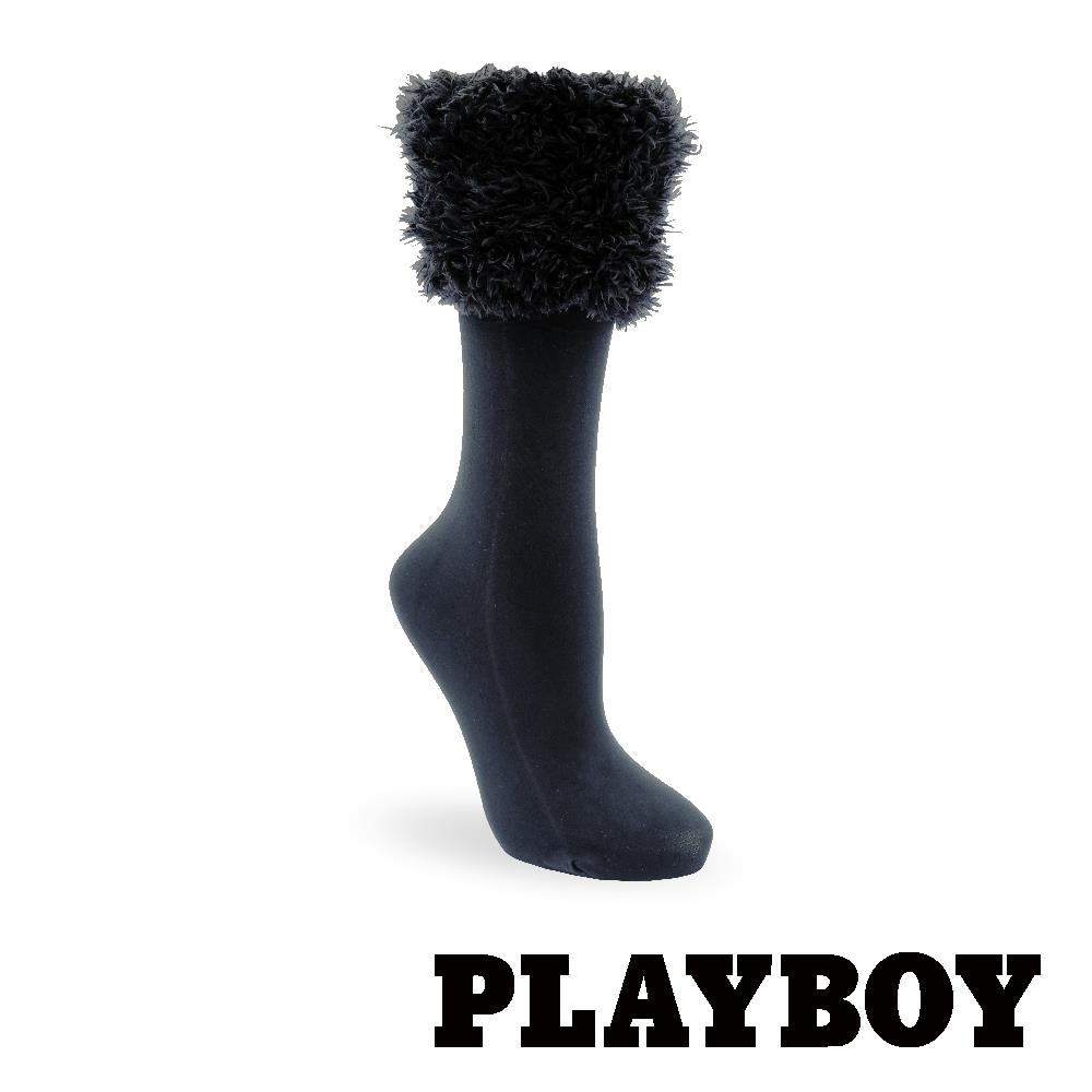 PLAYBOY中筒毛毛襪-黑(BC5513)