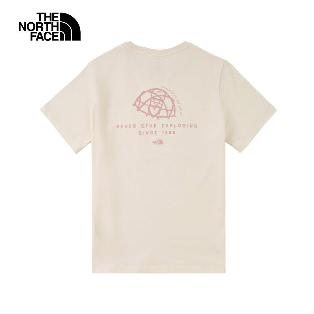 The North Face北面女款米白色趣味印花設計短袖T恤｜8EYPQLI