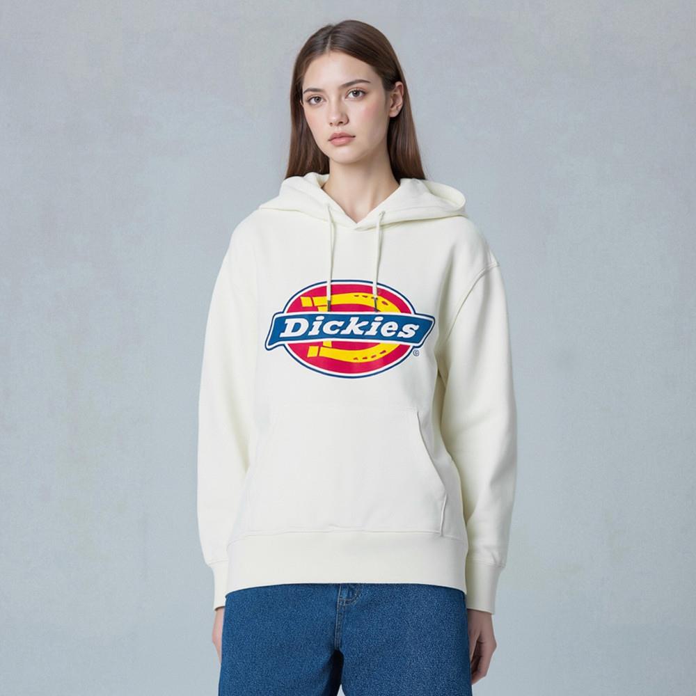 Dickies男款米白色胸前經典品牌三色Logo印花連帽大學T|DK0A88I5C48