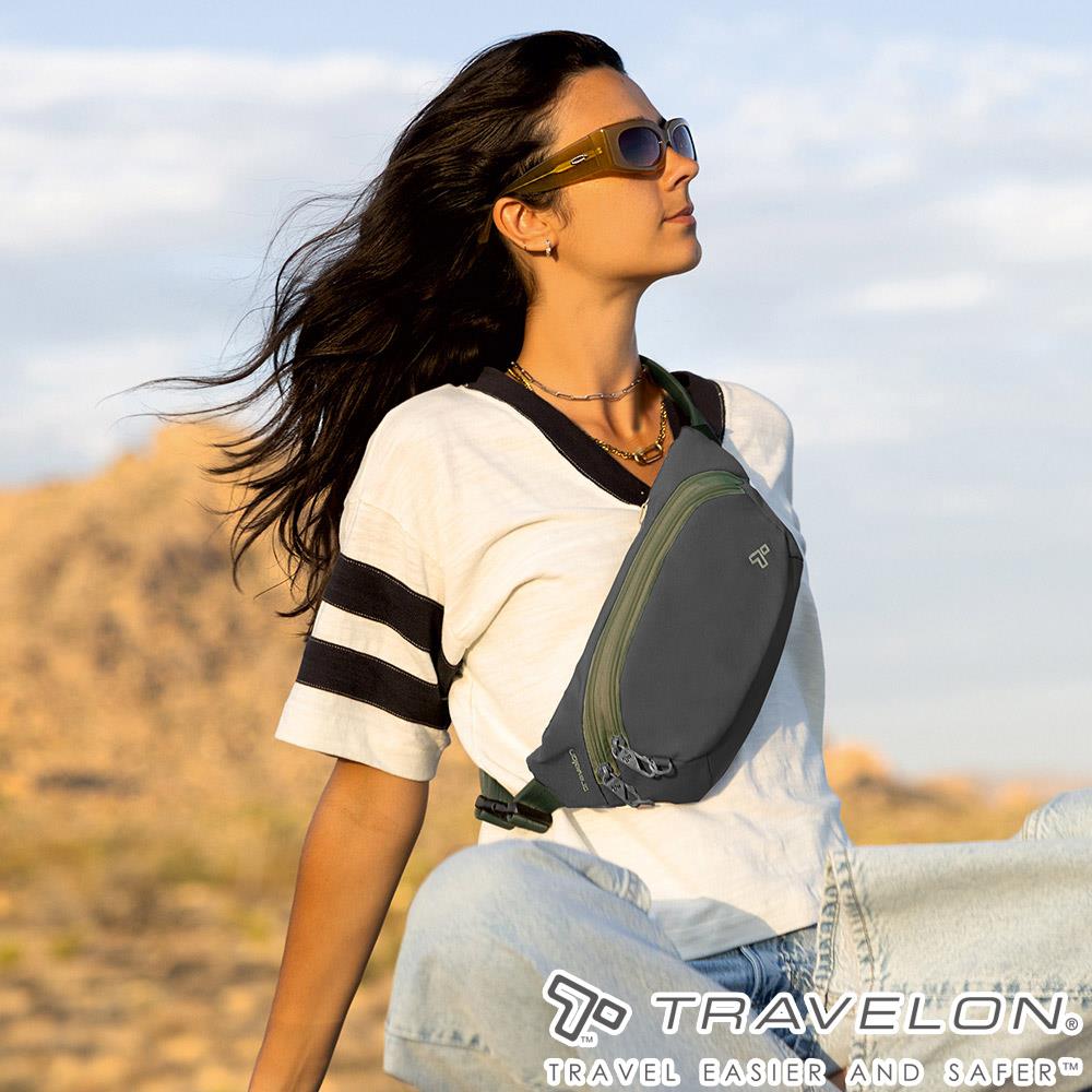 【Travelon美國防盜包】Voyages防盜腰包(TL-43668黑/旅遊腰包)