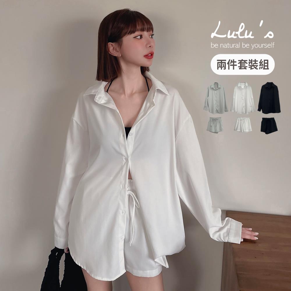 限時69折/套裝休閒寬鬆襯衫+腰鬆緊短褲３色【A01240870】