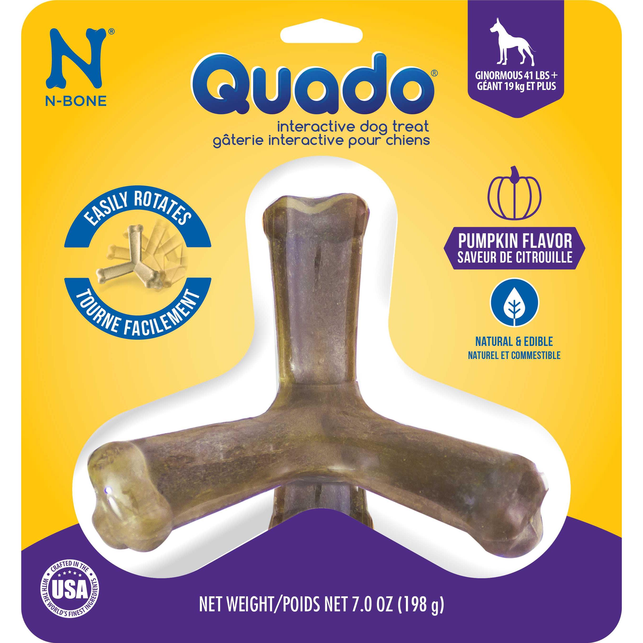 Quado® Q樂多 犬用互動趣味潔牙骨 巨型 南瓜風味 7oz (198g)/盒
