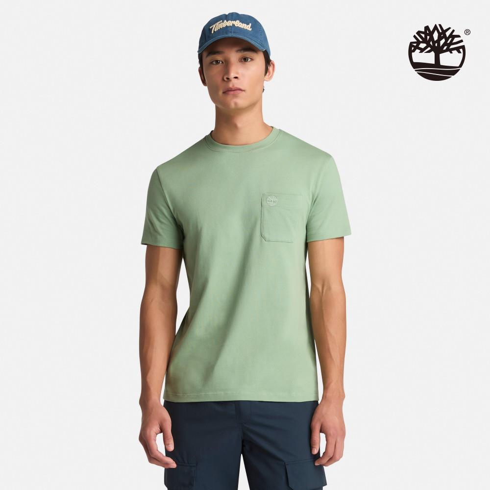 Timberland 男款淺綠色口袋短袖T恤|A4365EC6