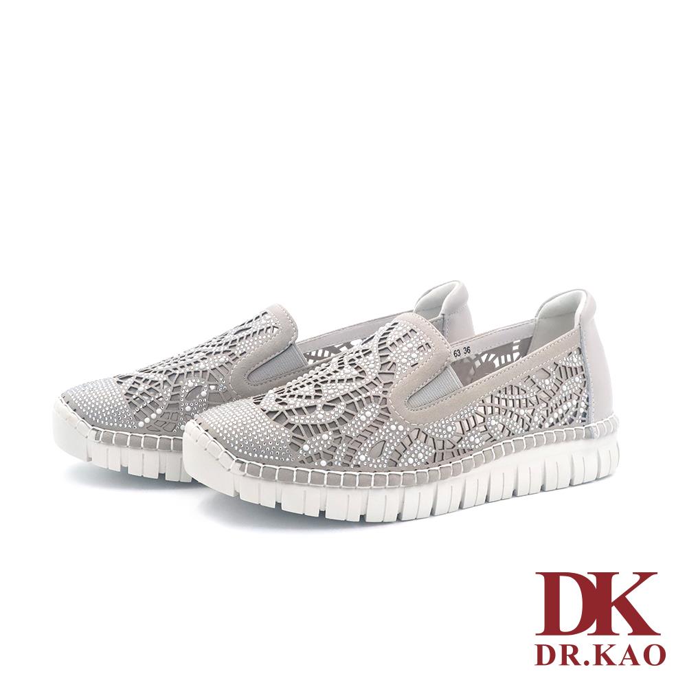 【DK 氣墊鞋】華麗閃鑽鏤空氣墊女鞋 71-5373-63 淺灰