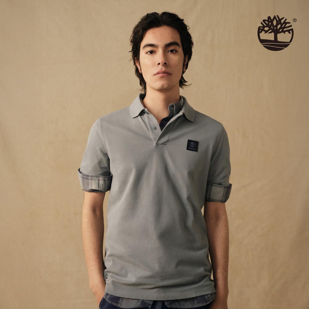 Timberland 中性藍綠色編織徽章短袖Polo衫|A4395758