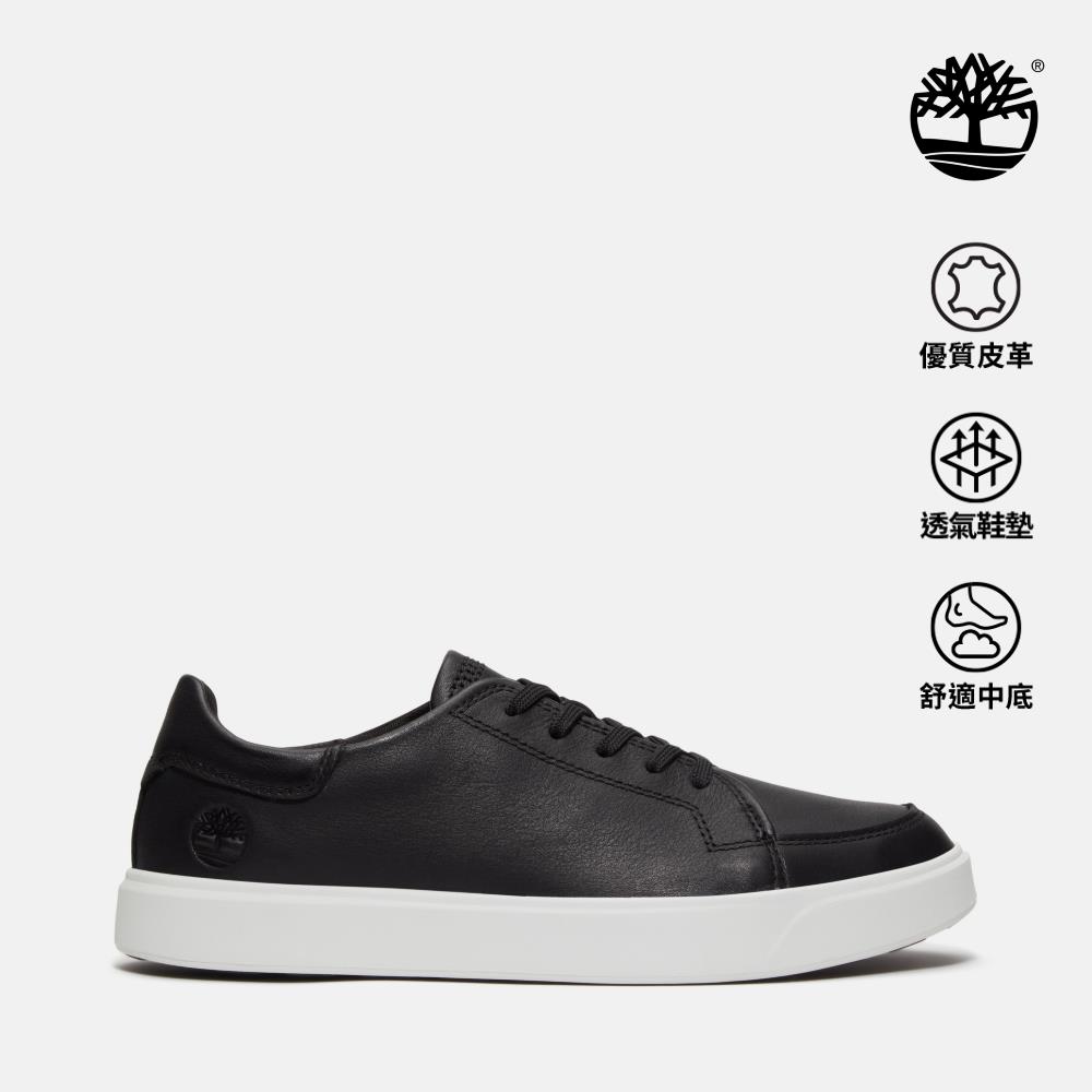 Timberland 男款黑色低筒皮革休閒鞋|A6BVJW02