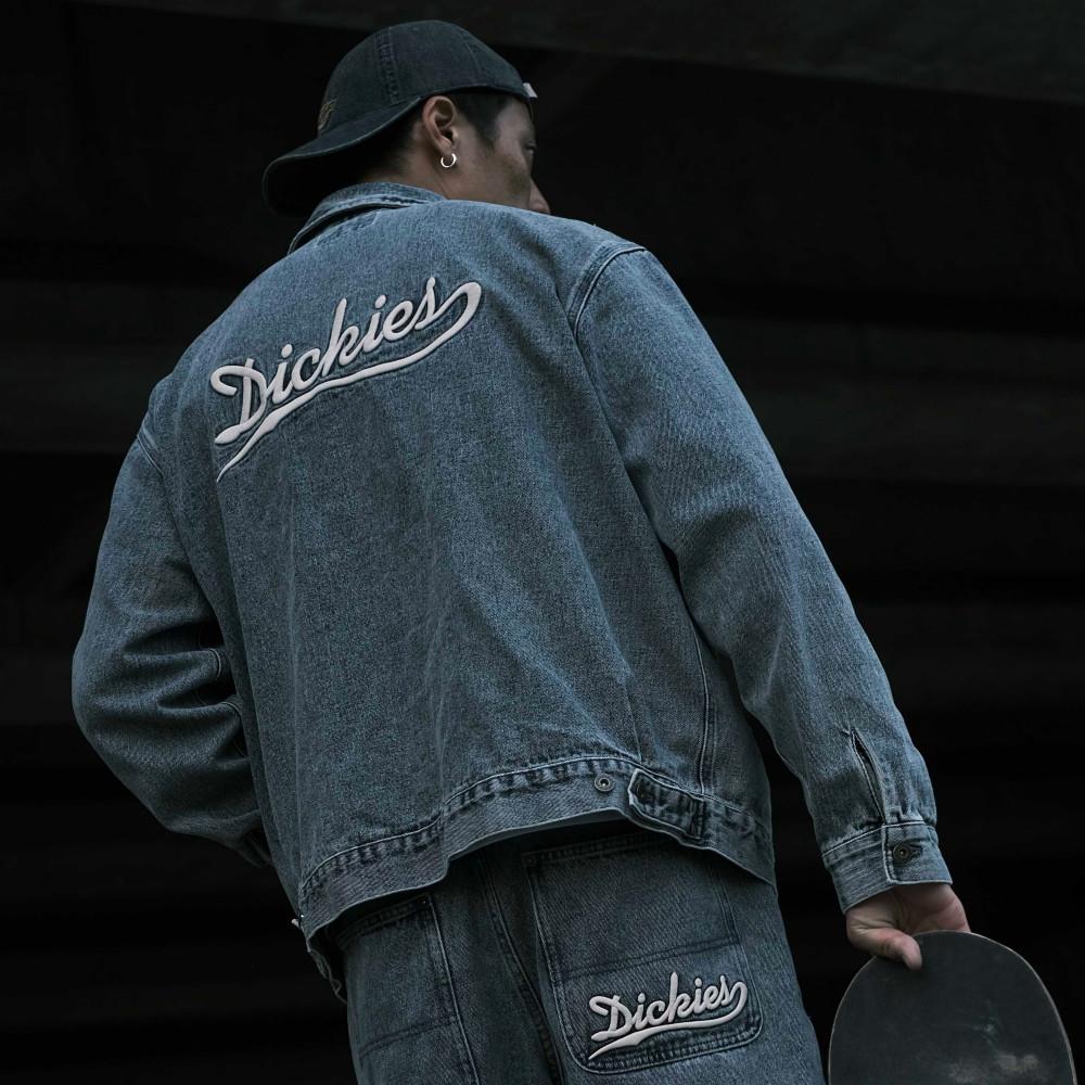 Dickies男款染色丹寧純棉背部品牌Logo刺繡艾森豪休閒外套|DK0A87R4L27